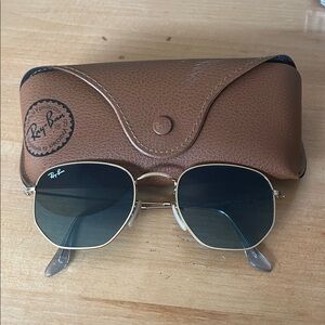 Ray-Ban Gold Sunglasses with Brown Case